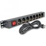 Блок розеток ITK 8 розеток немецкий стандарт с LED выключателем 1 юнит вход С14 без шторок
