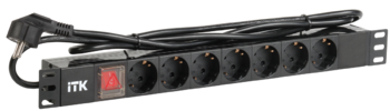 PH12-7D1-P ITK блок розеток 19" 1U 7 розеток