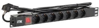 Блок розеток ITK 19" 1U 8 розеток DIN49440 черный
