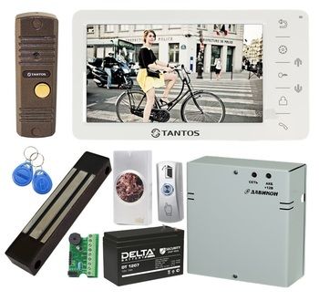 Комплект видеодомофона Tantos Amelie SD / Walle+ (медь) / электромагнитный замок ML180KB с ББП