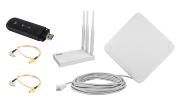 Комплект 4G интернета Petra Broad Bend MIMO UniBox-2 / ZTE MF79RU / Netis MW5230 Wi-Fi до 100 м2