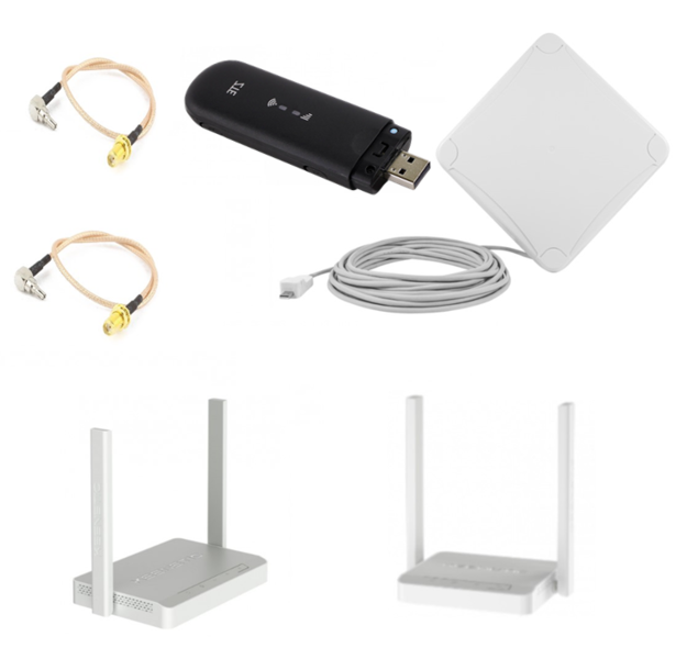 Комплект 4G интернета Petra Broad Bend MIMO UniBox-2 / ZTE MF79RU / KEENETIC Wi-Fi до 200 м2