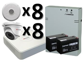Комплект видеонаблюдения HiWatch DS-H208QA / 8 камер DS-T203(B) (2.8 mm) с резервным питанием