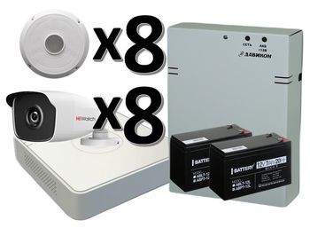 Комплект видеонаблюдения HiWatch DS-H208QA / 8 камер DS-T220 (2.8 mm) с резервным питанием