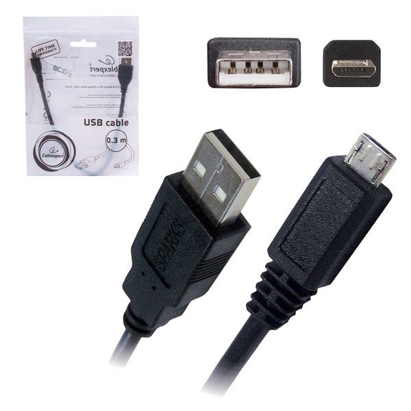 Шнур USB-microUSB 0.3м. Cablexprt