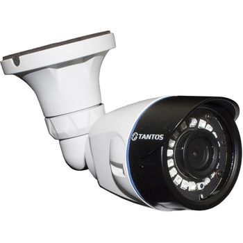 Tantos TSc-Pecof1 (2.8) 1280х720 25 к/с, AHD / TVI / CVI / CVBS видеокамера. ИК подсветка до 20 м, питание DC12В/300mA, -30...+55°С, 162x63 мм, IP-66