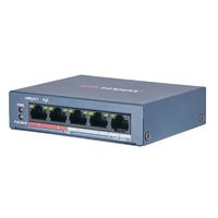 DS-3E0105P-E/M(B). Коммутатор сетевой 5 портовый; 4 RJ45 100M PoE с грозозащитой 6кВ; 1 Uplink порт 100М Ethernet: бюджет PoE 35Вт; поддерживают режим передачи до 250м