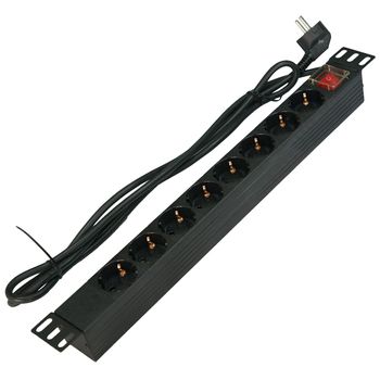 NTSS-PDU-1U-PL-8S - Блок розеток пластик 220В, 19", 1U, 8 розеток, 2К+З со шнуром 1,8м