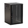 Hyperline TWB-1266-GP-RAL9004 Шкаф настенный 19-дюймовый (19'), 12U, 650x600х600мм, стеклянная дверь с перфорацией по бокам, ручка с замком, цвет черный (RAL 9004) (разобранный)