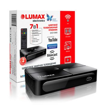 Lumax DV-2118HD эфирный цифровой ресивер , пластиковый корпус, адаптер, без дисплея, Wi-Fi,Megogo, IPTV,Dolby,