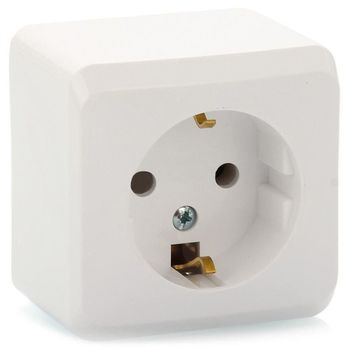 Розетка наружная с заземлением без шторок белая (PA16-003B) Schneider Electric/Этюд