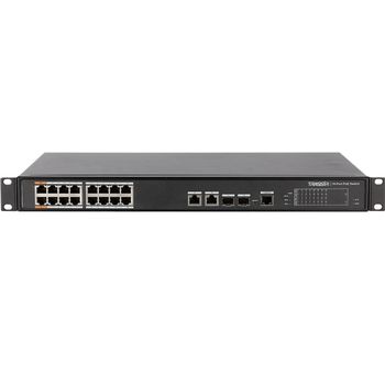 TRASSIR TR-NS2218-240-16PoE. Управляемый PoE 16-портовый коммутатор с поддержкой Hi-PoE, до 250 м