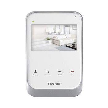 Монитор видеодомофона TR-26 MW, 4" цв., hands free, память: SD + 200 фото, до 4 мон., 2 дверн.блока, 2 камеры, 4 детект.движ., белый