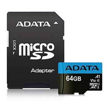 Карта памяти MICRO SDXC 64GB CLASS10 AUSDX64GUICL10A1-RA1 с SD адаптером