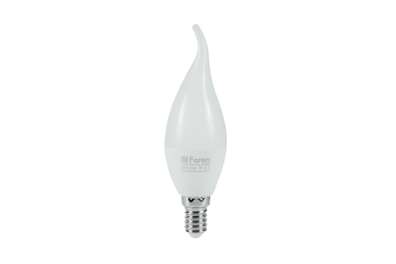 Лампа светодиодная LED Feron LB-97 7вт Е14 цвет теплый 2700K, матовая свеча на ветру