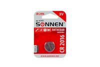 Батарейка литиевая SONNEN CR2016 таблетка 3В