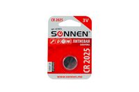 Батарейка литиевая SONNEN CR2025 таблетка 3В