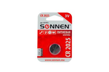 Батарейка литиевая SONNEN CR2025 таблетка 3В