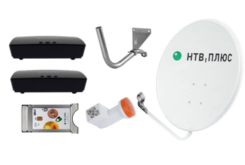 Спутниковое телевидение НТВ+ на 3 телевизора с 2 ресиверами Opentech ISB7-VA70/B и CAM модулем