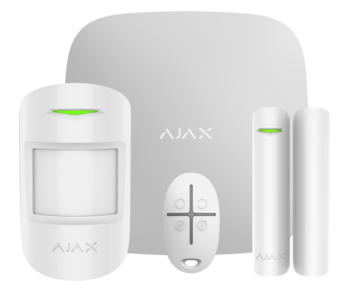 Ajax StarterKit (white) Комплект радиоканальной сигнализации Ajax в составе: Ajax Hub - 1 шт., Ajax MotionProtect - 1 шт., Ajax DoorProtect - 1 шт., Ajax SpaceControl - 1 шт. Сертифицированная сигнализация профессионального уровня.